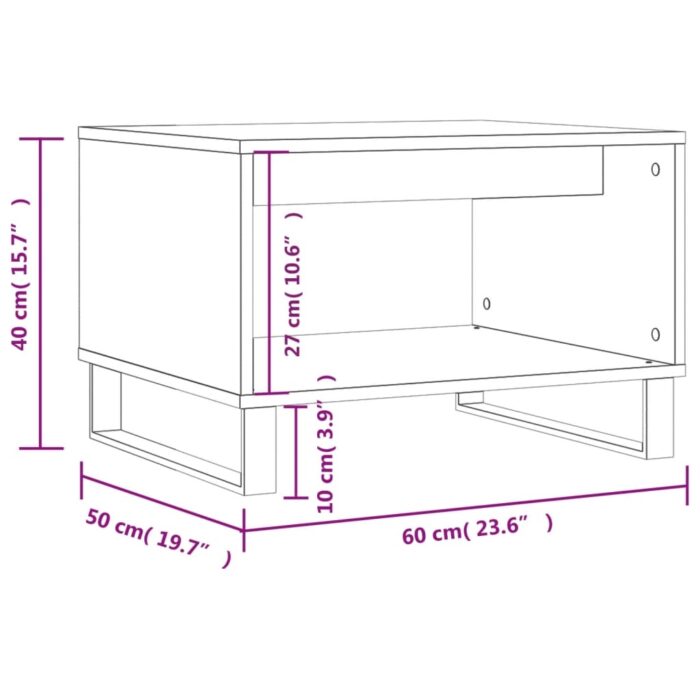 Table basse chêne sonoma 60x50x40 cm bois d'ingénierie – Image 7