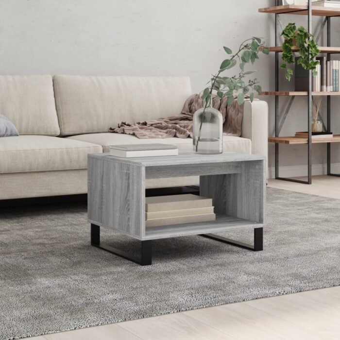 Table basse sonoma gris 60x50x40 cm bois d'ingénierie – Image 1