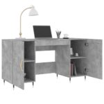Bureau gris béton 140x50x75 cm bois d'ingénierie – Image 2
