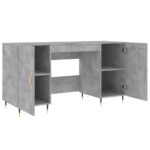 Bureau gris béton 140x50x75 cm bois d'ingénierie – Image 3