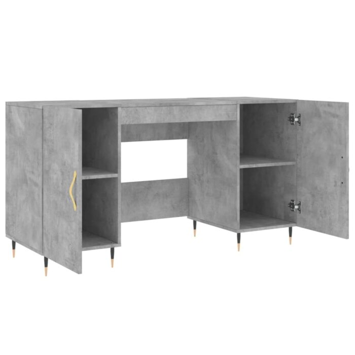 Bureau gris béton 140x50x75 cm bois d'ingénierie – Image 3
