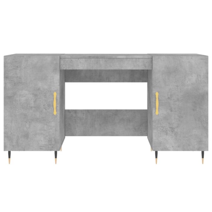 Bureau gris béton 140x50x75 cm bois d'ingénierie – Image 4