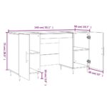 Bureau chêne fumé 140x50x75 cm bois d'ingénierie – Image 10