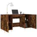 Bureau chêne fumé 140x50x75 cm bois d'ingénierie – Image 2