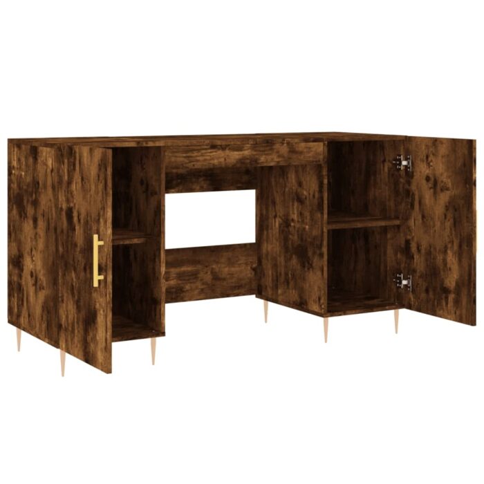 Bureau chêne fumé 140x50x75 cm bois d'ingénierie – Image 3