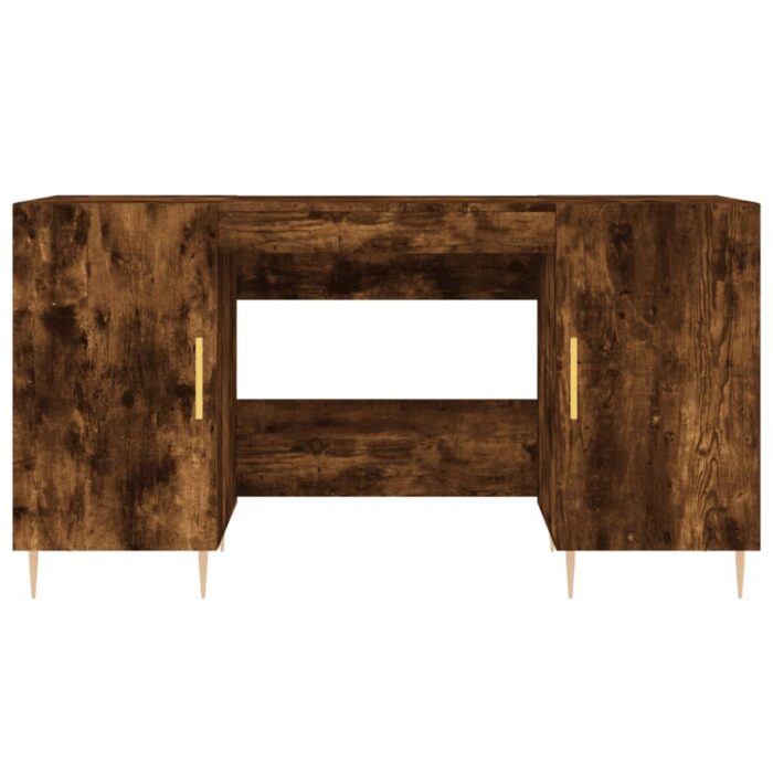 Bureau chêne fumé 140x50x75 cm bois d'ingénierie – Image 4