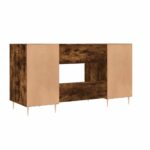 Bureau chêne fumé 140x50x75 cm bois d'ingénierie – Image 6