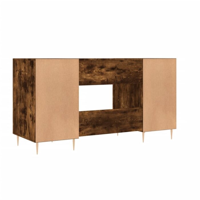 Bureau chêne fumé 140x50x75 cm bois d'ingénierie – Image 6