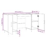 Bureau sonoma gris 140x50x75 cm bois d'ingénierie – Image 10