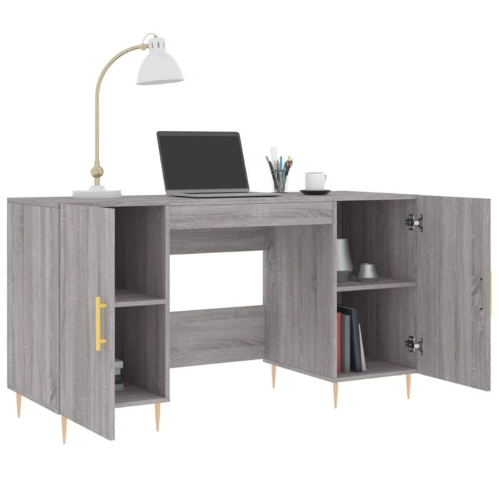 Bureau sonoma gris 140x50x75 cm bois d'ingénierie – Image 2
