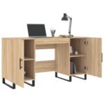 Bureau chêne sonoma 140x50x75 cm bois d'ingénierie – Image 2