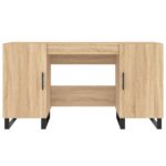 Bureau chêne sonoma 140x50x75 cm bois d'ingénierie – Image 4