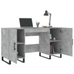 Bureau gris béton 140x50x75 cm bois d'ingénierie – Image 2