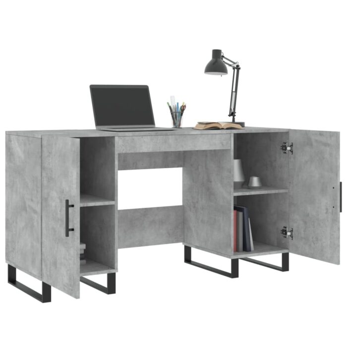 Bureau gris béton 140x50x75 cm bois d'ingénierie – Image 2