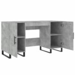 Bureau gris béton 140x50x75 cm bois d'ingénierie – Image 3