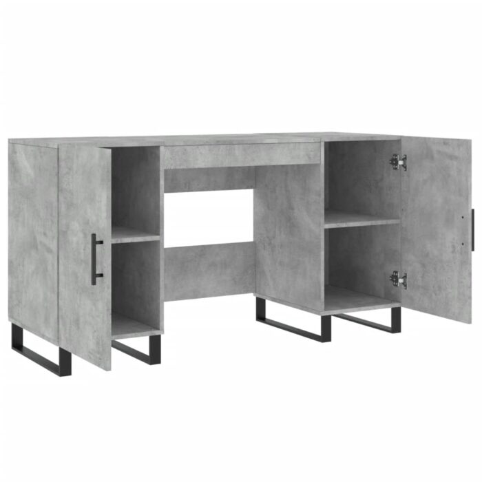 Bureau gris béton 140x50x75 cm bois d'ingénierie – Image 3