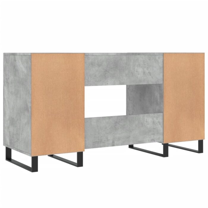 Bureau gris béton 140x50x75 cm bois d'ingénierie – Image 6