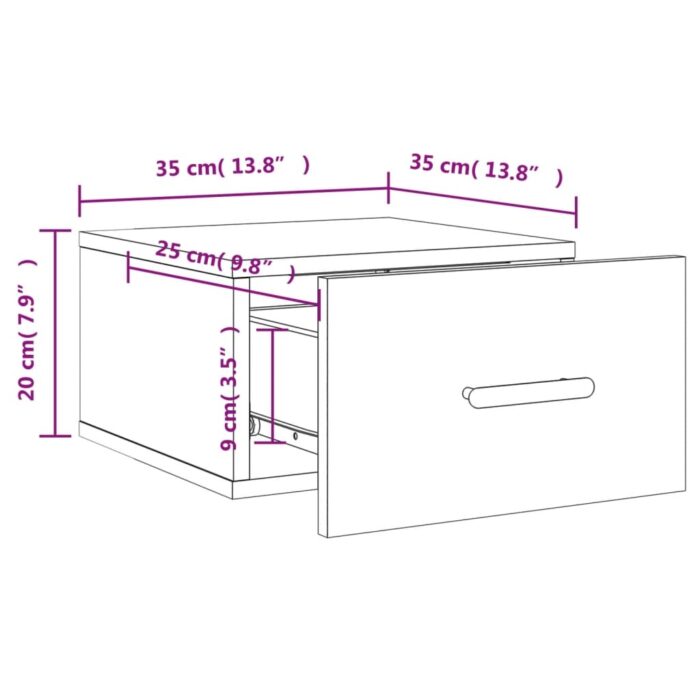 Table de chevet murale chêne sonoma 35x35x20 cm – Image 10