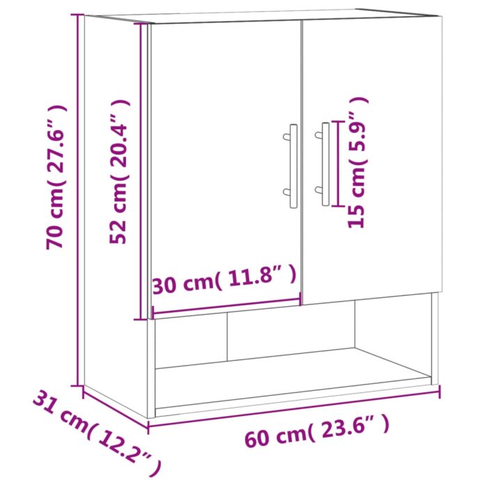Armoire murale chêne sonoma 60x31x70 cm bois d'ingénierie – Image 10