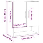 Armoire murale chêne fumé 60x31x70 cm bois d'ingénierie – Image 10