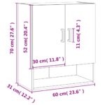 Armoire murale blanc 60x31x70 cm bois d'ingénierie – Image 10