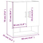 Armoire murale blanc 60x31x70 cm bois d'ingénierie – Image 10