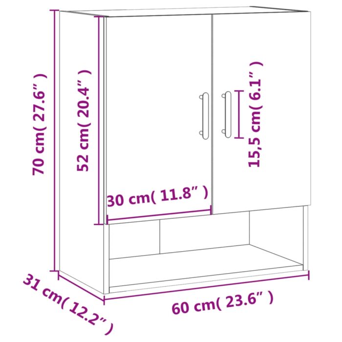 Armoire murale sonoma gris 60x31x70 cm bois d'ingénierie – Image 10