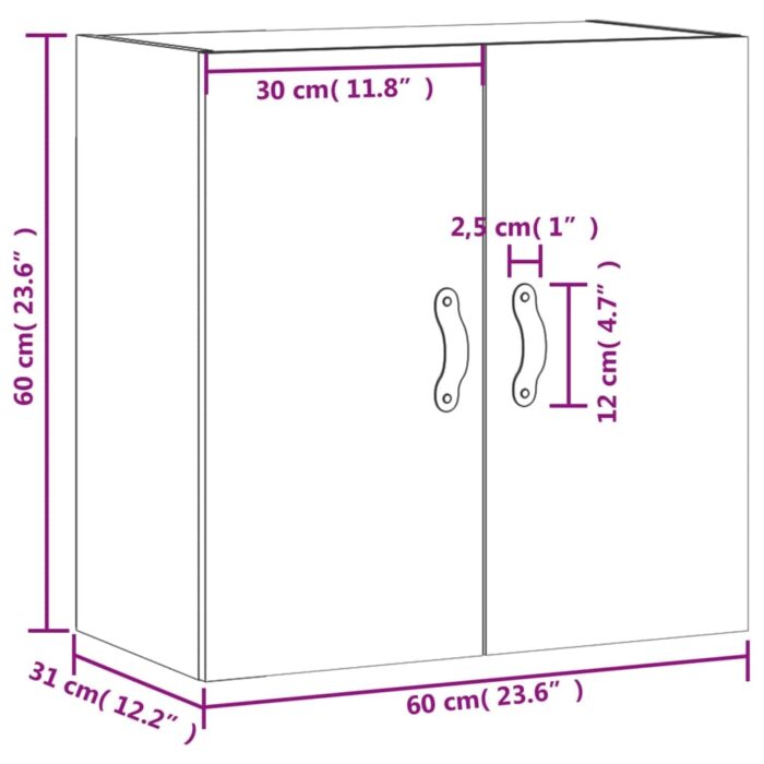 Armoire murale sonoma gris 60x31x60 cm bois d'ingénierie – Image 10