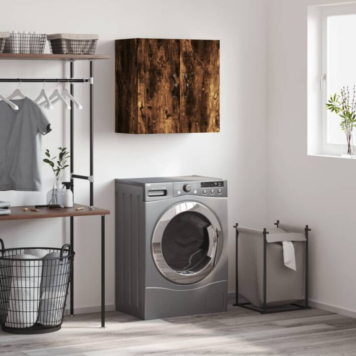 Armoire murale chêne fumé 60x31x60 cm bois d'ingénierie – Image 1