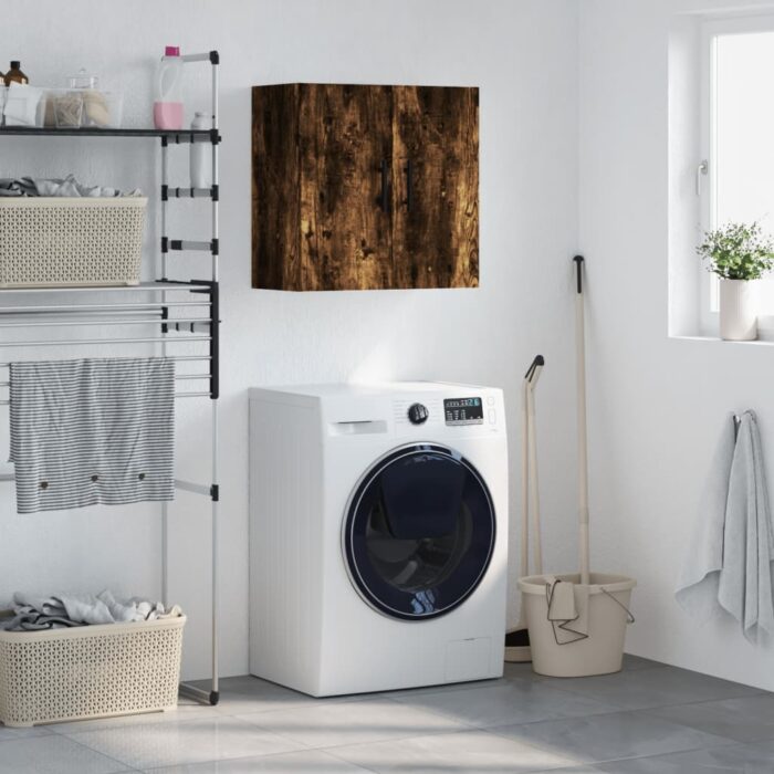 Armoire murale chêne fumé 60x31x60 cm bois d'ingénierie – Image 1