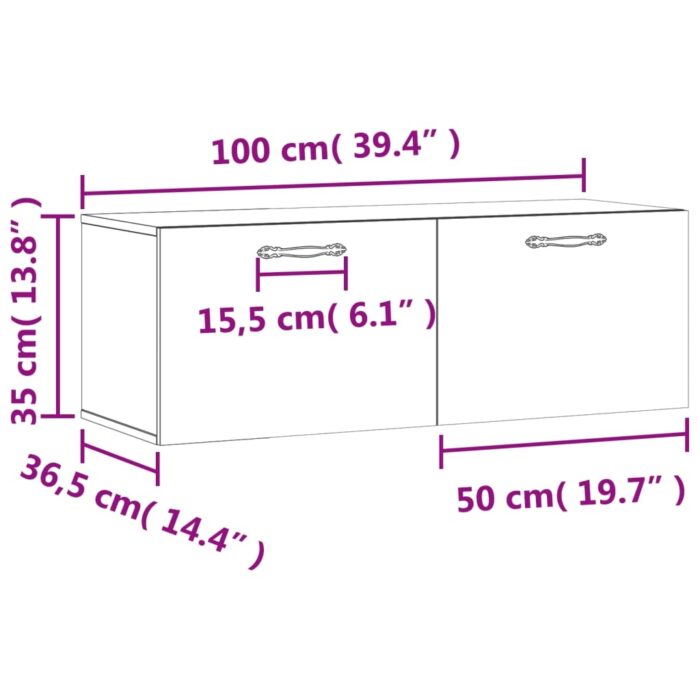 Armoire murale chêne sonoma 100x36,5x35 cm bois d'ingénierie – Image 10