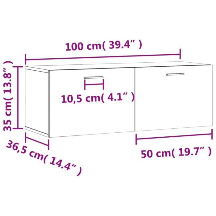 Armoire murale blanc 100x36,5x35 cm bois d'ingénierie – Image 10