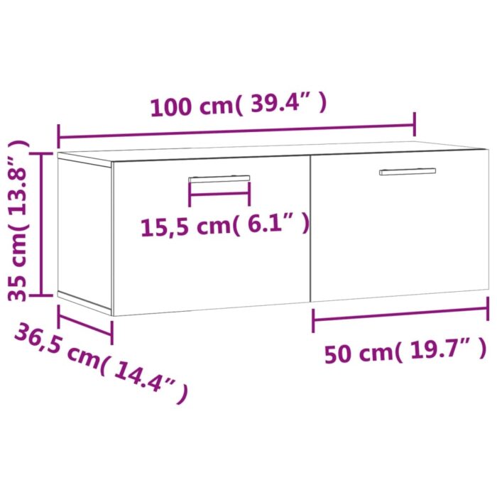 Armoire murale blanc 100x36,5x35 cm bois d'ingénierie – Image 10