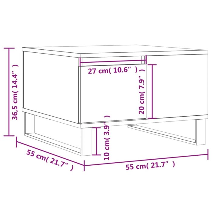 Table basse chêne sonoma 55x55x36,5 cm bois d'ingénierie – Image 9