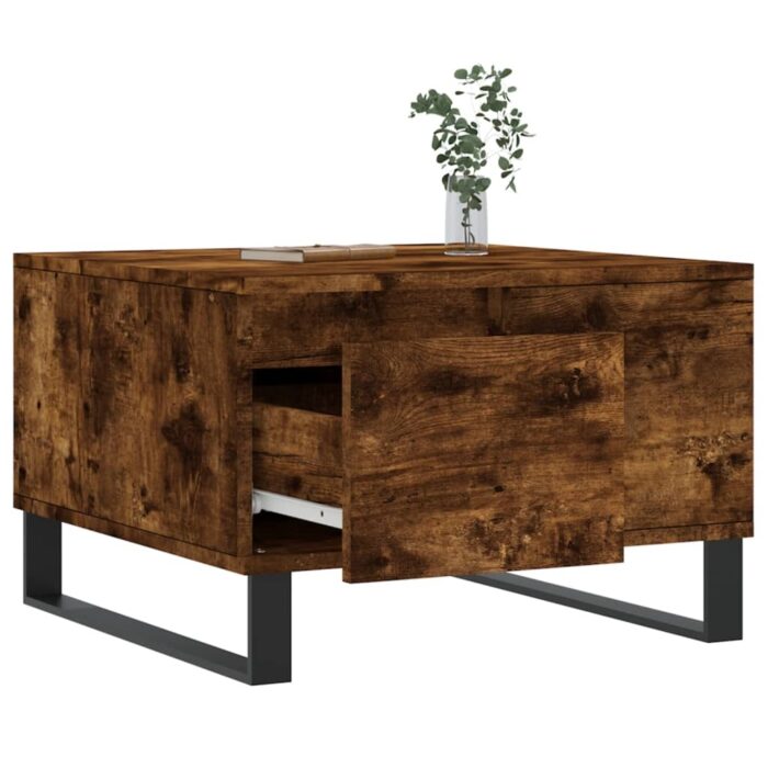 Table basse chêne fumé 55x55x36,5 cm bois d'ingénierie – Image 2