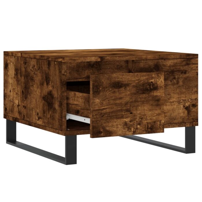 Table basse chêne fumé 55x55x36,5 cm bois d'ingénierie – Image 4