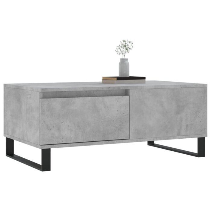 Table basse Gris béton 90x50x36,5 cm Bois d'ingénierie – Image 2