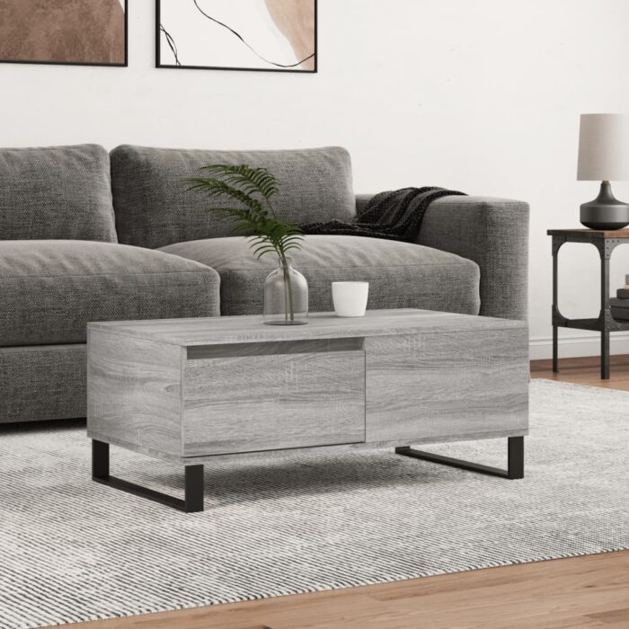 Table basse Sonoma gris 90x50x36,5 cm Bois d'ingénierie – Image 1