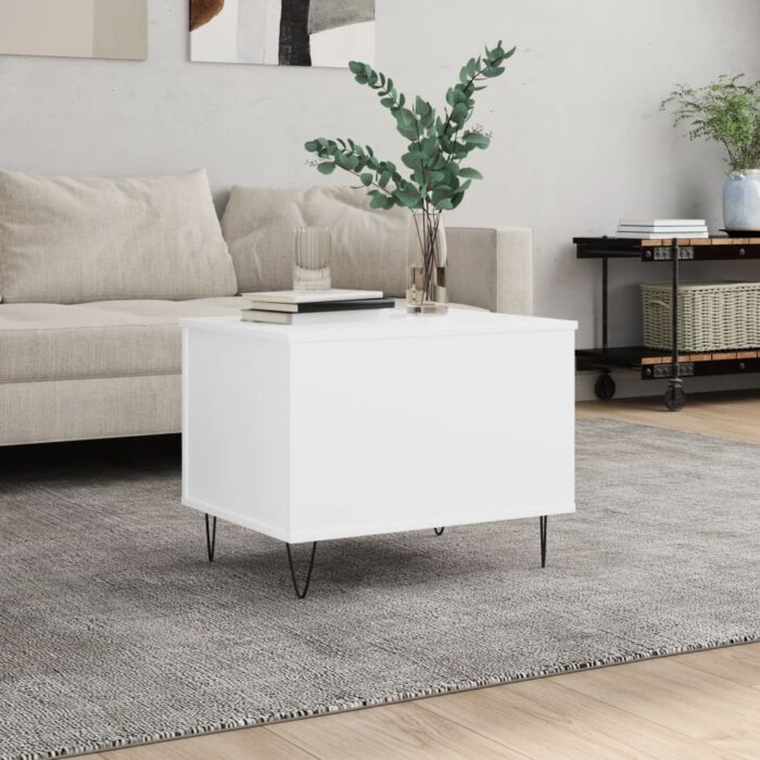 830948_1.jpg Table basse Blanc 60x44,5x45 cm Bois d'ingénierie – Image 1