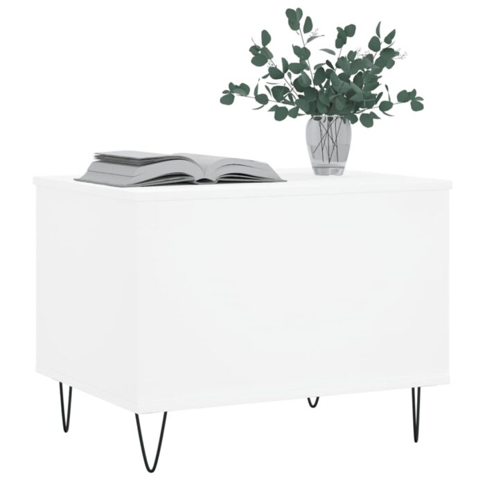 Table basse Blanc 60x44,5x45 cm Bois d'ingénierie – Image 2