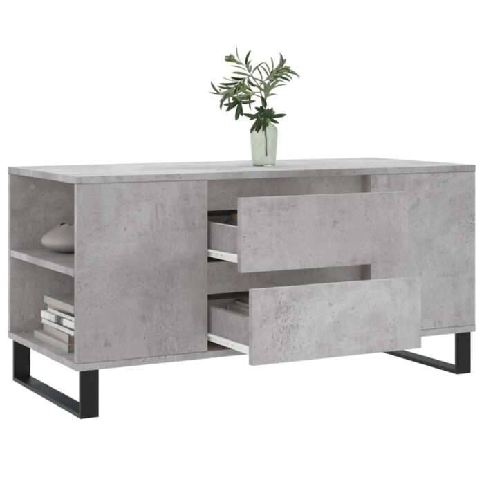 Table basse gris béton 102x44,5x50 cm bois d'ingénierie – Image 2