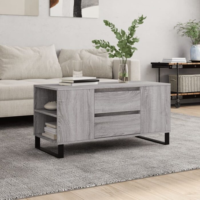 Table basse sonoma gris 102x44,5x50 cm bois d'ingénierie – Image 1