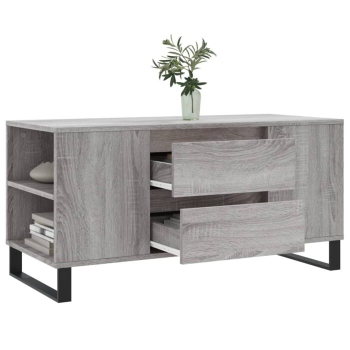 Table basse sonoma gris 102x44,5x50 cm bois d'ingénierie – Image 2