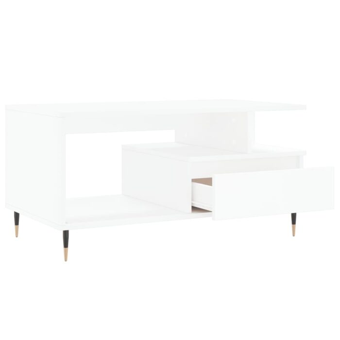 Table basse Blanc 90x49x45 cm Bois d'ingénierie – Image 4