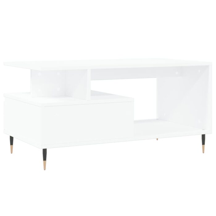 Table basse Blanc 90x49x45 cm Bois d'ingénierie – Image 6