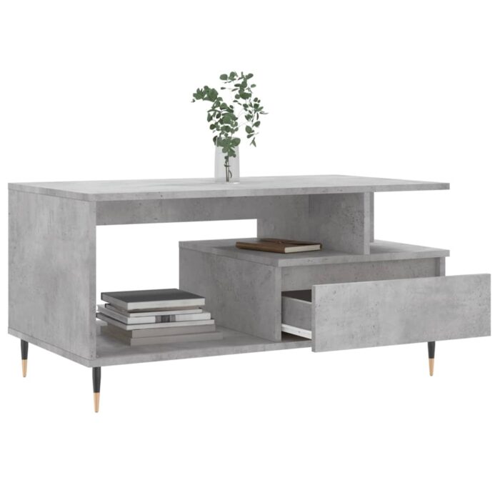 Table basse Gris béton 90x49x45 cm Bois d'ingénierie – Image 2