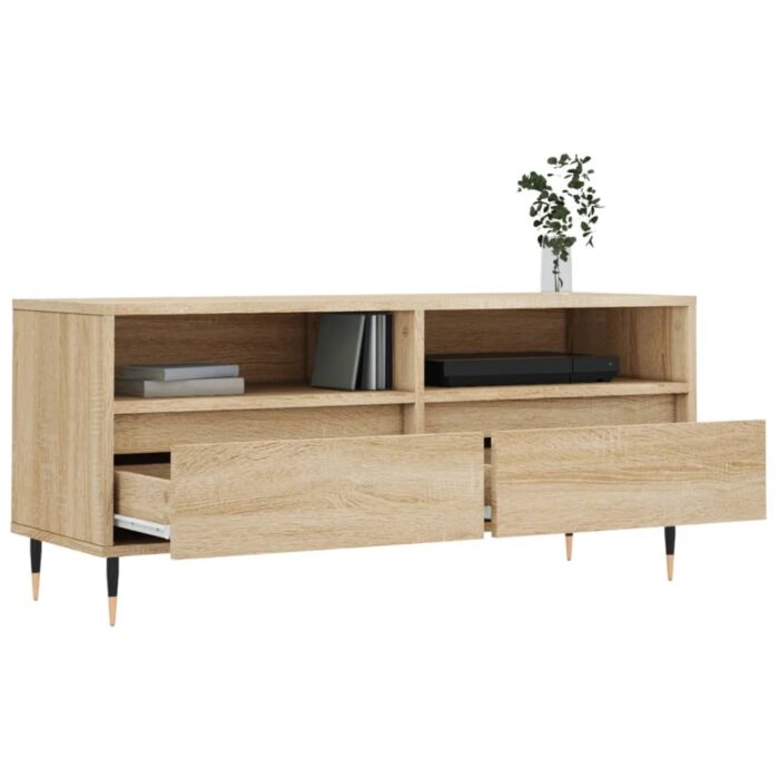 Meuble TV chêne sonoma 100x34,5x44,5 cm bois d'ingénierie – Image 2