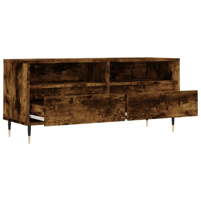 Meuble TV chêne fumé 100x34,5x44,5 cm bois d'ingénierie – Image 4