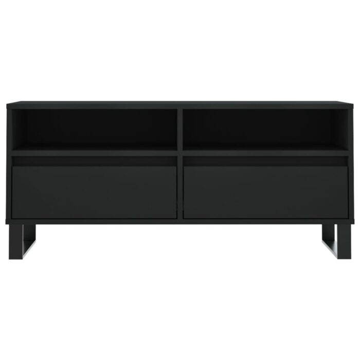 Meuble TV noir 100x34,5x44,5 cm bois d'ingénierie – Image 3