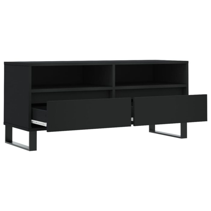 Meuble TV noir 100x34,5x44,5 cm bois d'ingénierie – Image 4